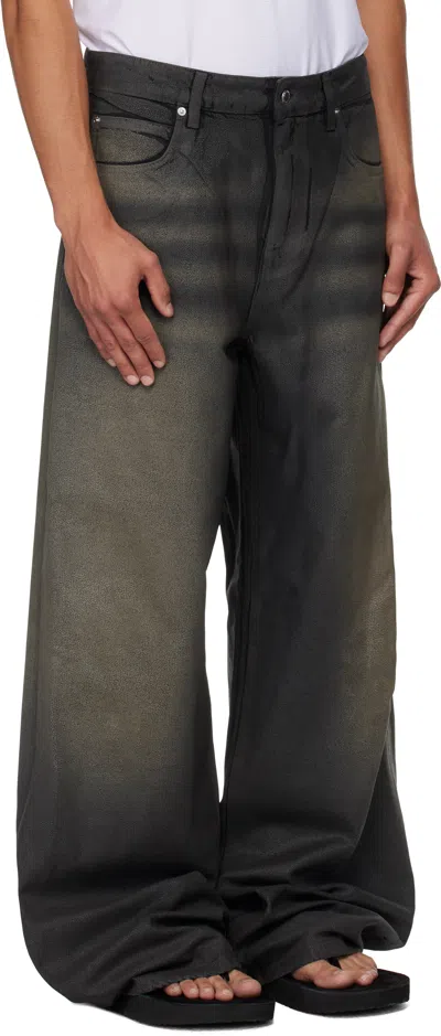 Alexander Wang Leather-textured Loose-fitting Jeans In Black