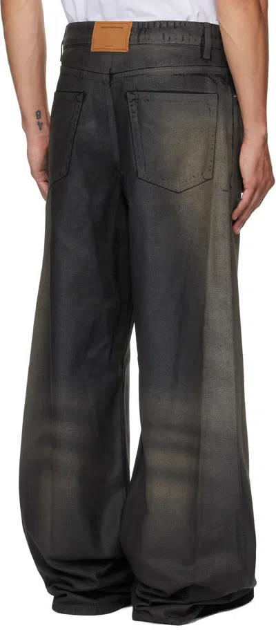 Alexander Wang Leather-textured Loose-fitting Jeans In Black