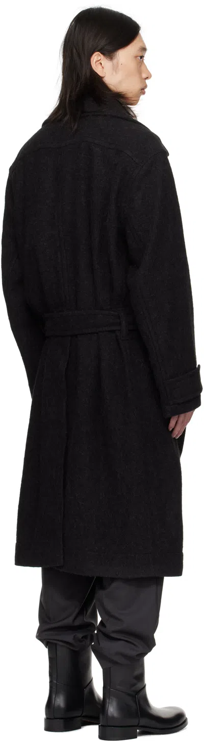 Lemaire Soft Coat In Wool And Alpaca Blend With Removable Belt In Black