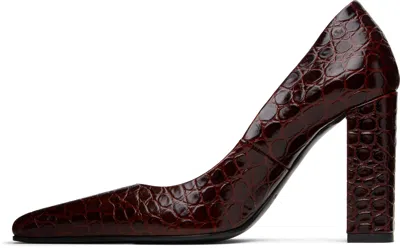 Alaïa Show Pointed Toe Lizard Embossed Pump In Burgundy