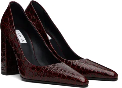 Alaïa Show Pointed Toe Lizard Embossed Pump In Burgundy