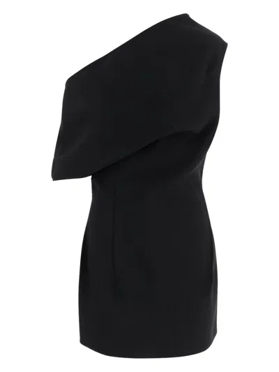Jacquemus One Shoulder Mini Dress With Asymmetric Neckline In Black