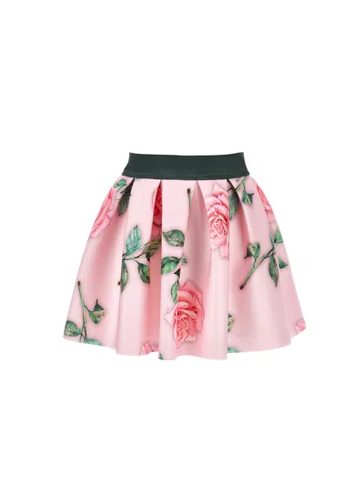 Monnalisa Floral Skirt In Pink