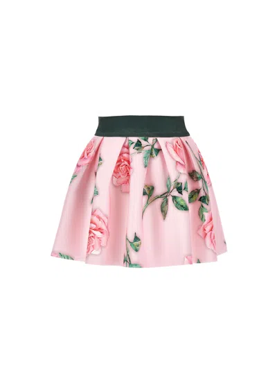 Monnalisa Floral Skirt In Pink