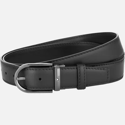 Montblanc Horseshoe Buckle 35 Mm Leather Belt In Black