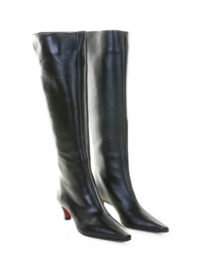 Roberto Festa 50mm Leather Pointed-toe Boots In Black