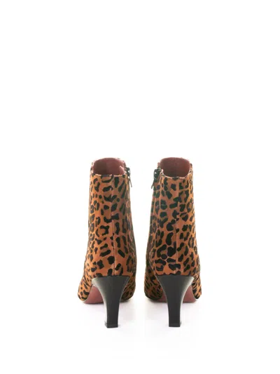 Roberto Festa Yanira High Heels Ankle Boots In Animalier Suede In Brown