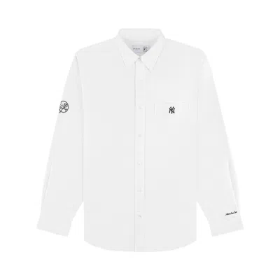Pre-owned Aimé Leon Dore X New York Yankees Leon Overshirt 'bright White' | Men's Size Xl