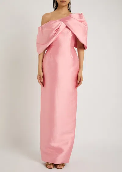 Solace London Davina One-shoulder Faille Gown In Pink