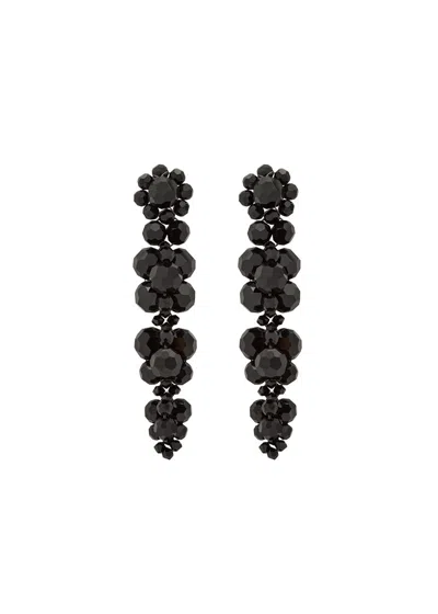 Simone Rocha Cluster Crystal-embellished Drop Earrings In Black