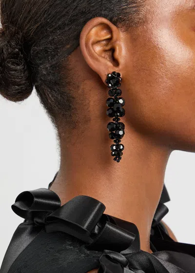 Simone Rocha Cluster Crystal-embellished Drop Earrings In Black