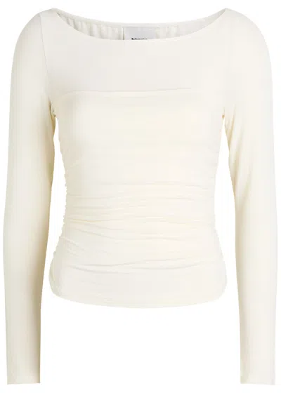 Reformation Julian Ruched Stretch-knit Top In Neutral
