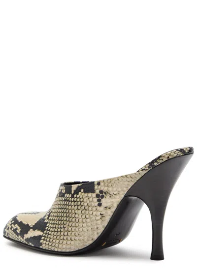 Khaite Colt 100 Python-effect Leather Mules In Brown