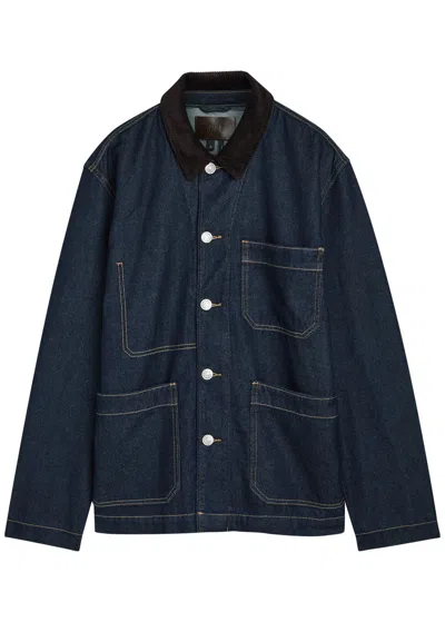 Paige Corduroy-collar Pauler Denim Chore Jacket In Blue
