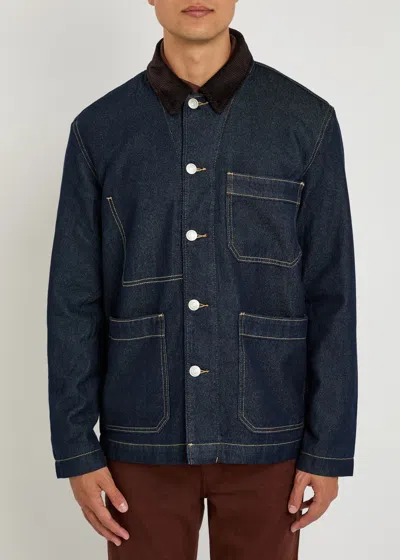Paige Corduroy-collar Pauler Denim Chore Jacket In Blue