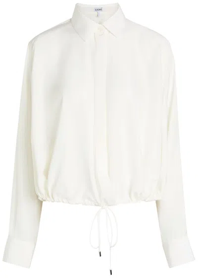 Loewe White Balloon-sleeve Silk Shirt In Neutral