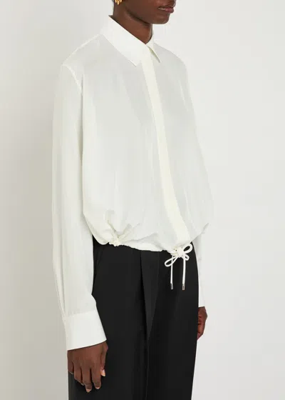 Loewe White Balloon-sleeve Silk Shirt In Neutral