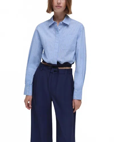 Simkhai Adryck Long Sleeve Shirt In Harbor Blue Stripe In Blue