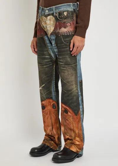 Acne Studios 2010 Printed Straight-leg Jeans In Multi