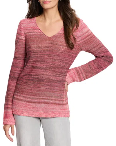 Nic + Zoe Nic & Zoe Hazy Shades Linen-blend Sweater In Pink