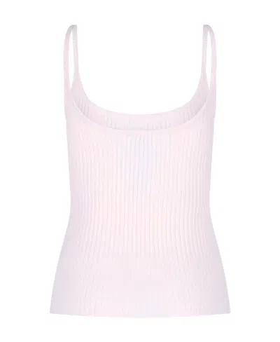 Courrèges Logo Embroidered Ribbed Sleeveless Top In Pink