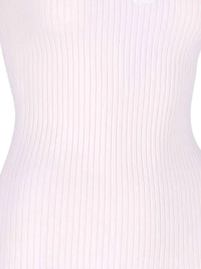 Courrèges Logo Embroidered Ribbed Sleeveless Top In Pink