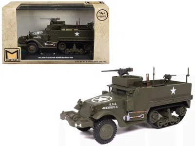 Militaria Die Cast M3 Half-track Afv With M2hb Machine Olive Drab "united States Army" 1/43 Diecast Model By Militaria  In Green
