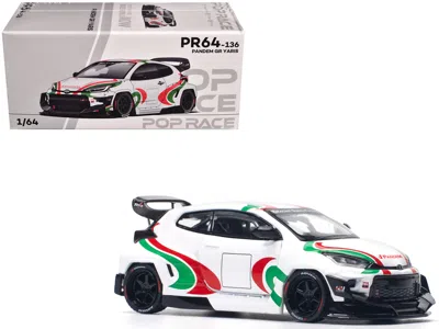 Pop Race Toyota Pandem Gr Yaris Rhd (right Hand Drive) "rally Livery" White With Red And Green Graphics 1/64  In White