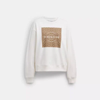 Coach Outlet Signature Square Crewneck Sweater In White