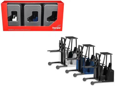 Promotex Forklifts With Trailer Bumper 3 Piece Set 1/87 (ho) Plastic Models By  In Black