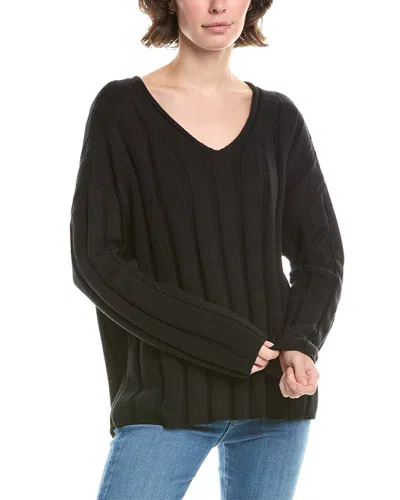 Forte Cashmere Wide Rib Sweater In Black