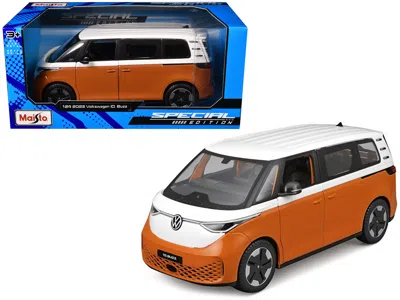 Maisto 2023 Volkswagen Id. Buzz Van Orange And White "special Edition" Series 1/24 Diecast Model Car By Mai In Orange