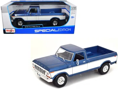 Maisto 1979 Ford F-150 Ranger Pickup Truck Blue Metallic And Cream "special Edition" 1/18 Diecast Model Car In Blue