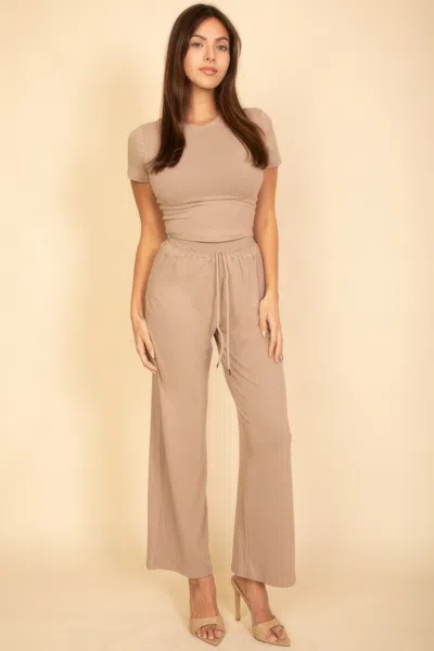 Truedames Relaxed Fit Top And Wide-leg Pants Set In Neutral