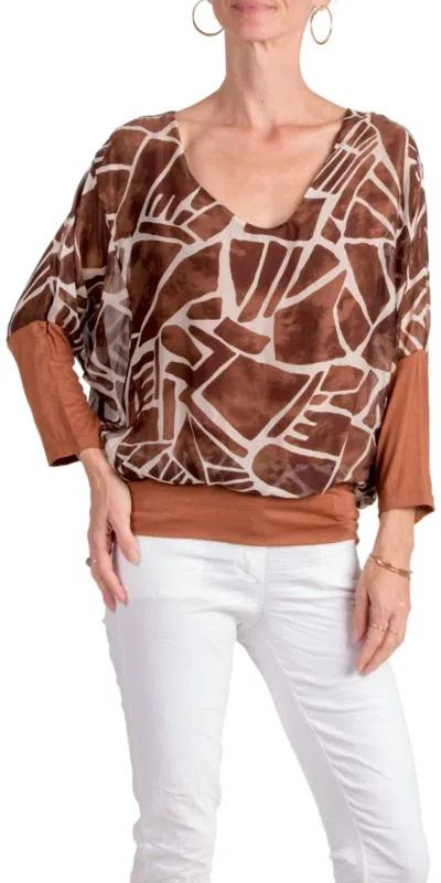 Gigi Moda Cavoli Astratta Blouse In Chocolate In Multi