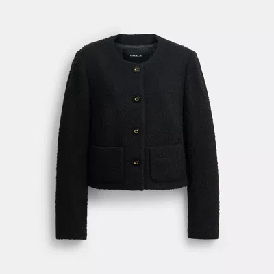 Coach Outlet Boucle Cardigan Jacket In Black