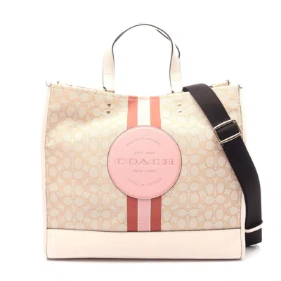 Coach Dempsey Tote 40 Canvas Leather Bag In Sand