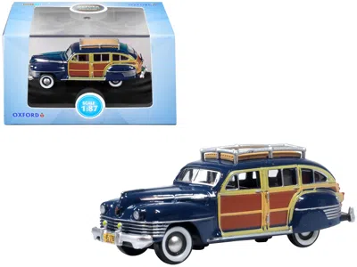 Oxford Diecast 1942 Chrysler Town & Country Woody Wagon South Sea Blue With Wood Panels And Roof Rack 1/87 (ho) Sca In Multi