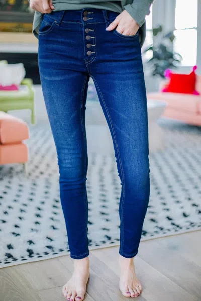 Wax Jean Exposé Button Fly Jeans In Dark Wash In Blue