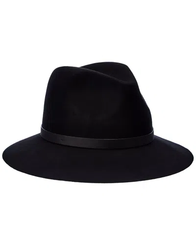 Bruno Magli Leather-trim Wool Felt Fedora In Black