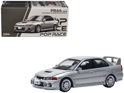 Pop Race Mitsubishi Lancer Evolution Iv Rhd (right Hand Drive) Steel Silver Metallic 1/64 Diecast Model Car B In Silver