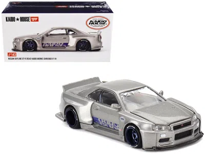 Mini Gt Nissan Skyline Gt-r (r34) "kaido Works Shinjuku V1" Rhd (right Hand Drive) Silver Metallic (designed In White