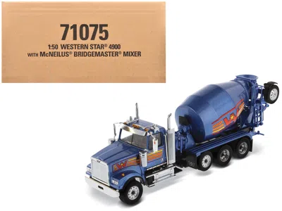 Diecast Masters Western Star 4900 With Bridgemaster Mcneilus Mixer Blue Metallic "transport Series" 1/50 Diecast Mod In Blue