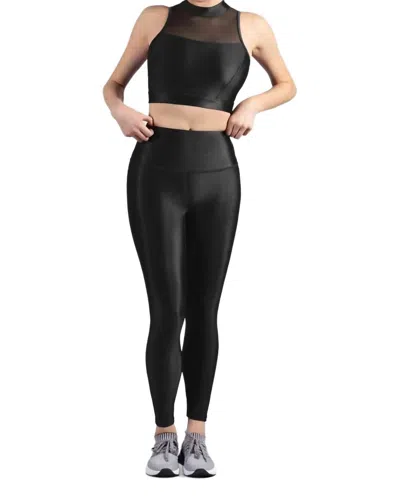 Bloch Mirella Glow High Neck Crop Top In Black In Black