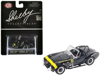 Acme Shelby Cobra 427 S/c "terlingua Racing Team" Black With Yellow Stripe "shelby Collectibles" Series 1 In Black