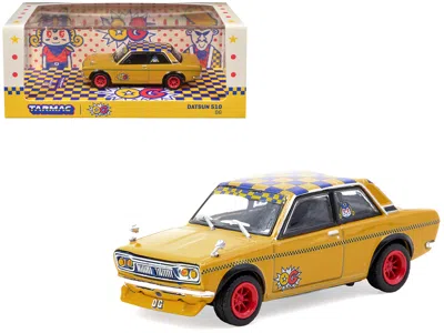 Tarmac Works Datsun 510 "og Beer" Yellow With Checkered Top "hobby64" Series 1/64 Diecast Model Car By Tarmac Wor In Yellow