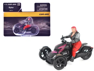 Brp Models Can-am Ryker 3-wheel Motorcycle Pink Punk And Black With Driver Figure 1/32 Diecast Model By Brp Mod In Multi