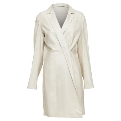 Jil Sander Minimal Asymmetric Wrap Front Long Coat In White