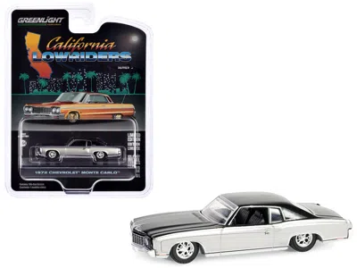 Greenlight 1972 Chevrolet Monte Carlo Lowrider Silver Metallic And Black "california Lowriders" Series 5 1/64 D In Silver