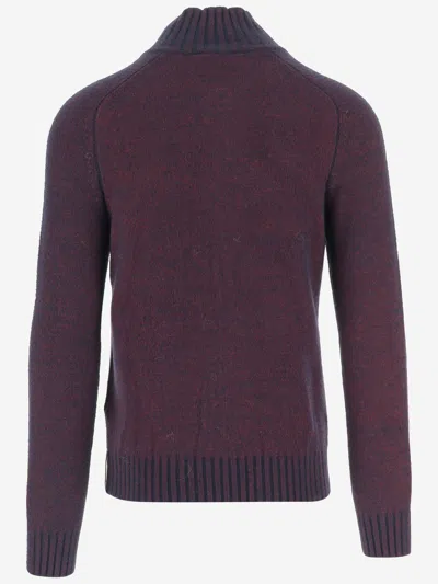 K-way Wool Blend Sweater With Zipper At The Neck In Burgundy